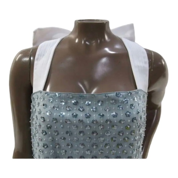 Mestiza Blue Sequin Bow Back Mini Dress Large Size 14 Cocktail Party - Picture 12 of 14